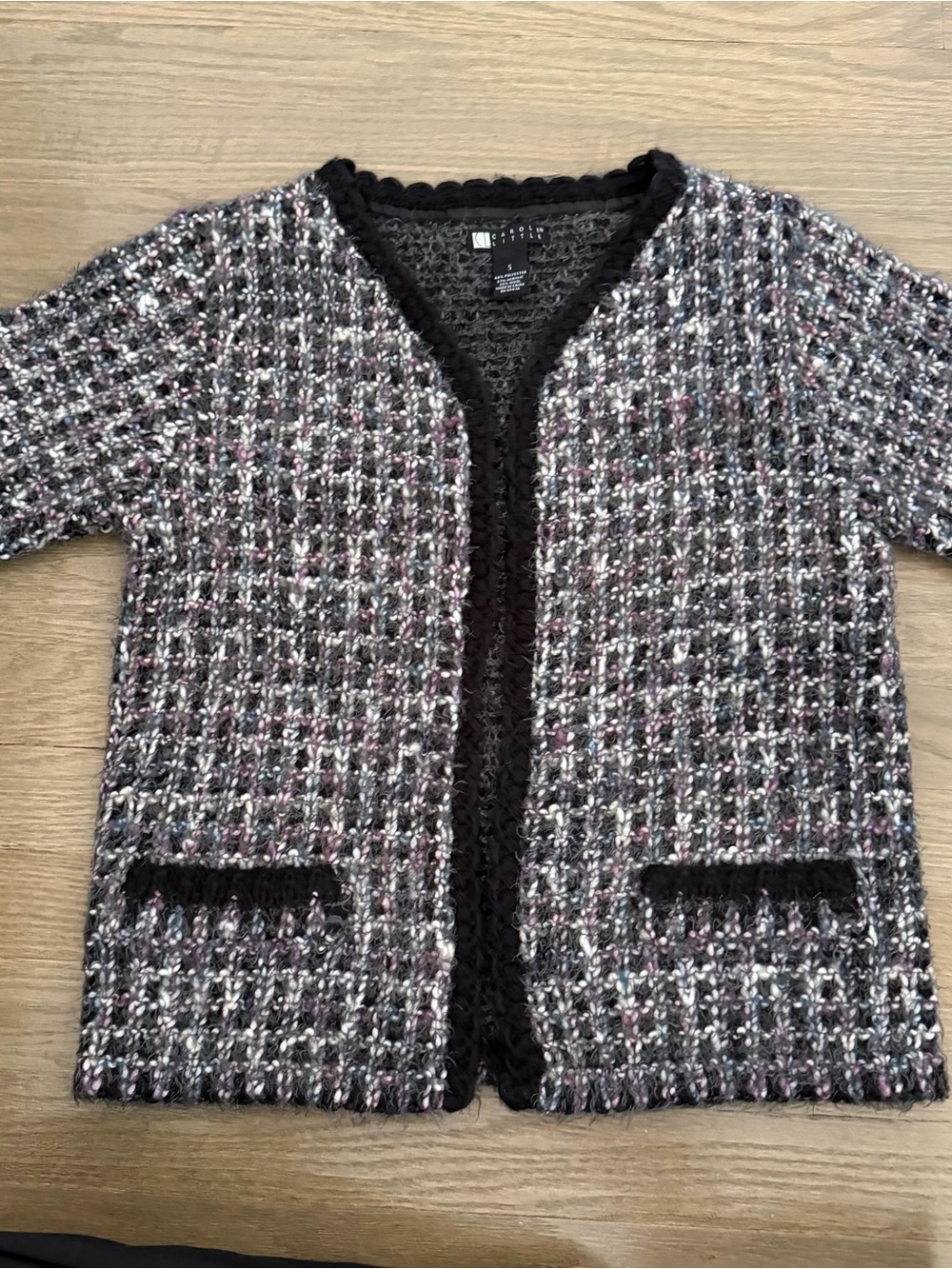 Vintage Carole Little Wool Blend Tweed Knit Cardigan